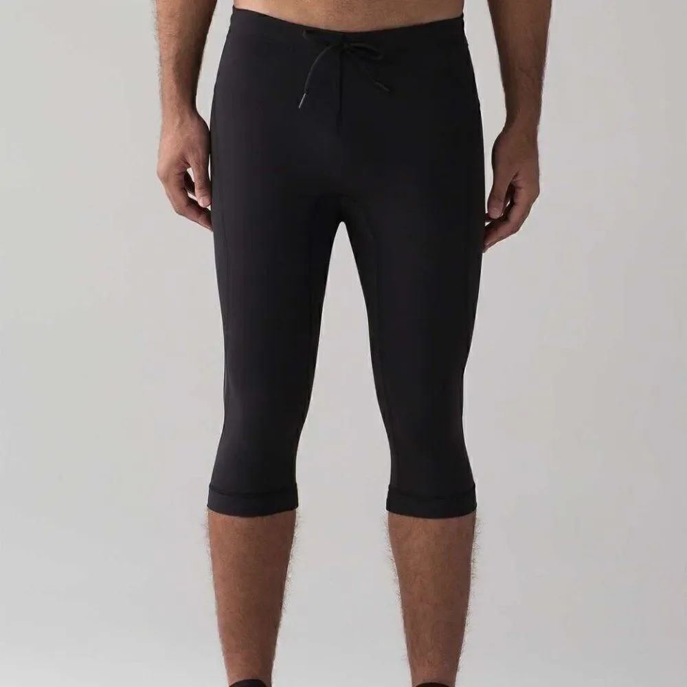 Lululemon Mens Tight Stuff 1/2 Tight Black L Pockets